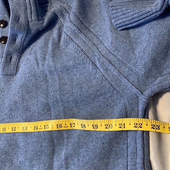 Banana republic mens size large blue wool 3/4 button up sweater Italian yarn - Picture 4 of 5